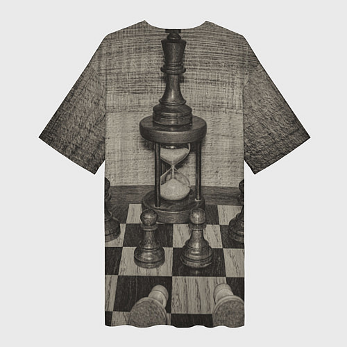 Женская длинная футболка Старинные шахматы / 3D-принт – фото 2