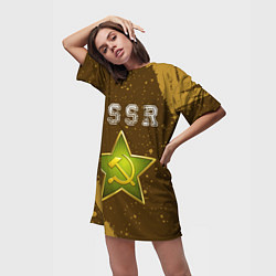 Футболка женская длинная USSR - ЗВЕЗДА - Краска, цвет: 3D-принт — фото 2