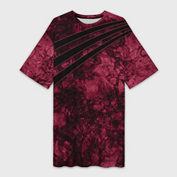 Женская длинная футболка Мраморный бордовый текстурированный узор