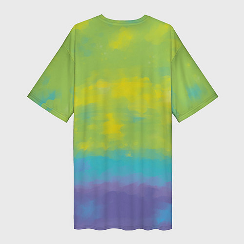 Женская длинная футболка Лиса фенек среди цветов / 3D-принт – фото 2
