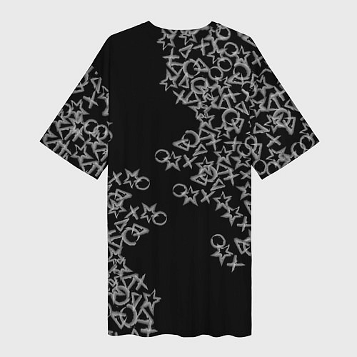 Женская длинная футболка Абстракция ,серебряный геометрический узор / 3D-принт – фото 2