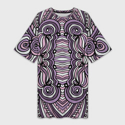 Женская длинная футболка Абстракция Разноцветный калейдоскоп Фиолетовый, че