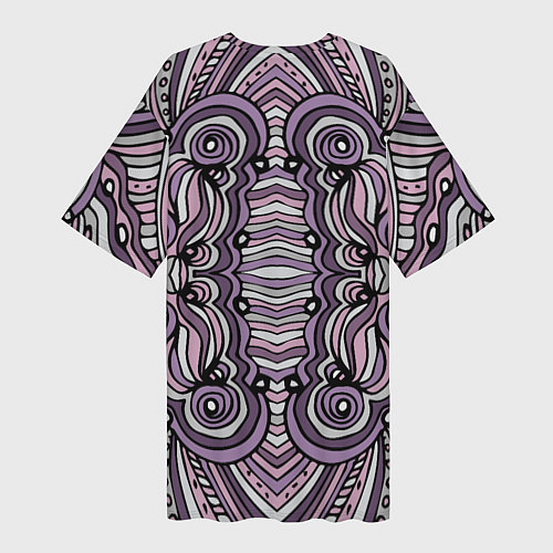 Женская длинная футболка Абстракция Разноцветный калейдоскоп Фиолетовый, че / 3D-принт – фото 2