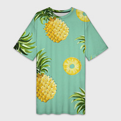 Женская длинная футболка Большие ананасы