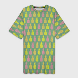 Женская длинная футболка Шествие ананасов