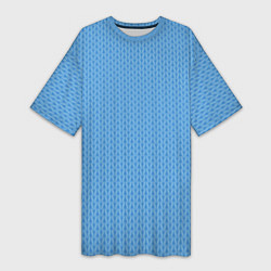 Женская длинная футболка Вязаный узор голубого цвета