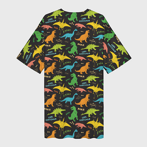 Женская длинная футболка Разноцветные Динозавры / 3D-принт – фото 2