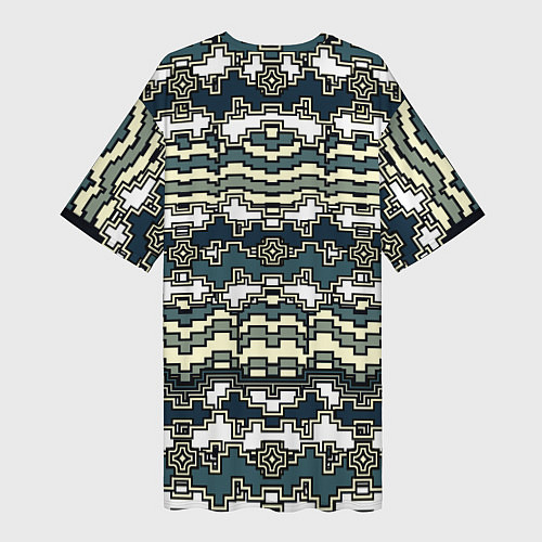 Женская длинная футболка Узор прямоугольный пиксел / 3D-принт – фото 2