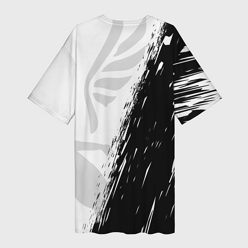 Женская длинная футболка WALHALLA TEAM LOGO BLACK ТОКИЙСКИЕ МСТИТЕЛИ / 3D-принт – фото 2