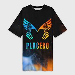 Футболка женская длинная Placebo, Logo, цвет: 3D-принт