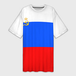 Женская длинная футболка Флаг России с серпом и молотом