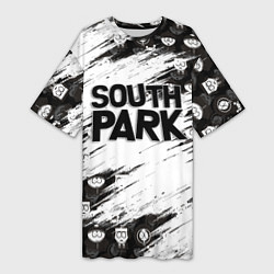 Футболка женская длинная Южный парк - персонажи и логотип South Park, цвет: 3D-принт