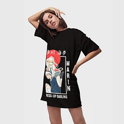 Футболка женская длинная Эта фарфоровая кукла влюбилась Марин и Годзё Вакан, цвет: 3D-принт — фото 2