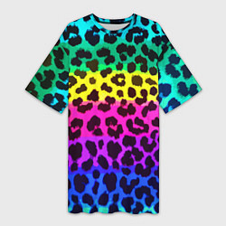 Футболка женская длинная Leopard Pattern Neon, цвет: 3D-принт