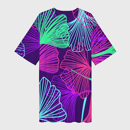 Женская длинная футболка Neon color pattern Fashion 2023 / 3D-принт – фото 2