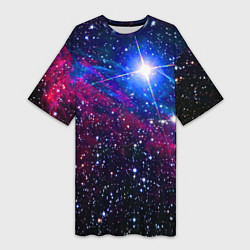 Женская длинная футболка Открытый космос Star Neon
