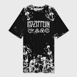 Футболка женская длинная LED ZEPPELIN texture вода, цвет: 3D-принт