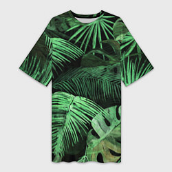 Женская длинная футболка Цветы Тропические