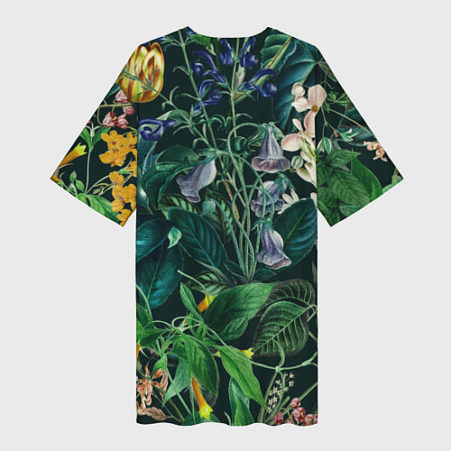 Женская длинная футболка Цветы Темный Сад / 3D-принт – фото 2