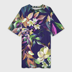 Женская длинная футболка Цветы Красочный Букет