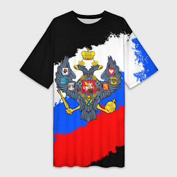 Футболка женская длинная Россия - имперский герб, цвет: 3D-принт