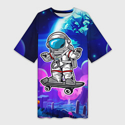 Женская длинная футболка Космонавт - скейтер