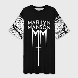 Футболка женская длинная Marilyn manson rock n roll, цвет: 3D-принт