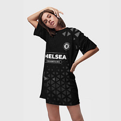 Футболка женская длинная Chelsea Форма Champions, цвет: 3D-принт — фото 2