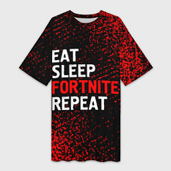 Женская длинная футболка Eat Sleep Fortnite Repeat Арт