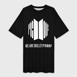 Футболка женская длинная BTS WE ARE BULLETPROOF БТС - мы пуленепробиваемые, цвет: 3D-принт