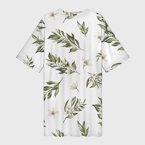 Женская длинная футболка Цветы Цитрусовых / 3D-принт – фото 2