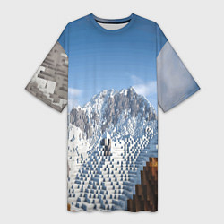 Женская длинная футболка Minecraft Mountains Video game