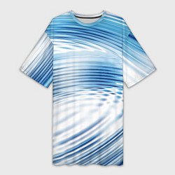 Футболка женская длинная Круги на воде Океан Wave, цвет: 3D-принт
