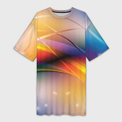 Женская длинная футболка Абстрактные линии разных цветов