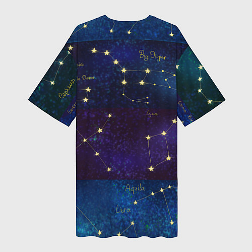 Женская длинная футболка Самые известные созвездия Северного полушария лето / 3D-принт – фото 2