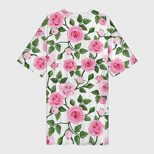 Женская длинная футболка Распустившиеся розы / 3D-принт – фото 2