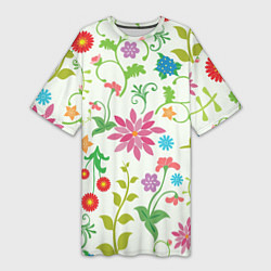 Женская длинная футболка Поле полевых цветов