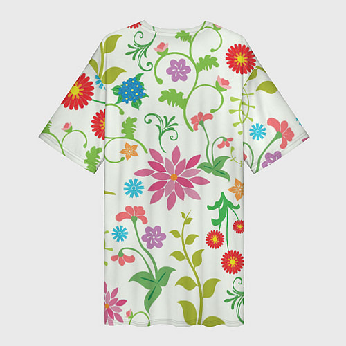 Женская длинная футболка Поле полевых цветов / 3D-принт – фото 2