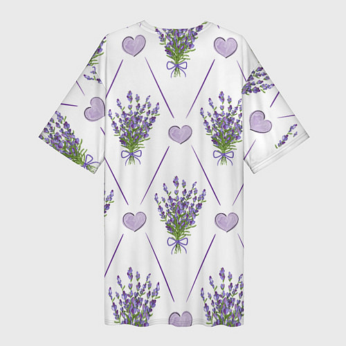 Женская длинная футболка Лавандовые сердца / 3D-принт – фото 2