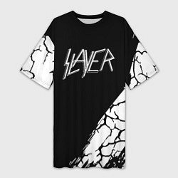 Футболка женская длинная Slayer Трещины, цвет: 3D-принт