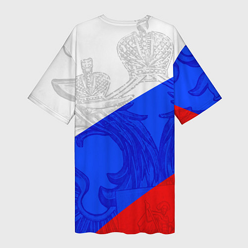 Женская длинная футболка RUSSIA - SPORTWEAR - ТРИКОЛОР / 3D-принт – фото 2