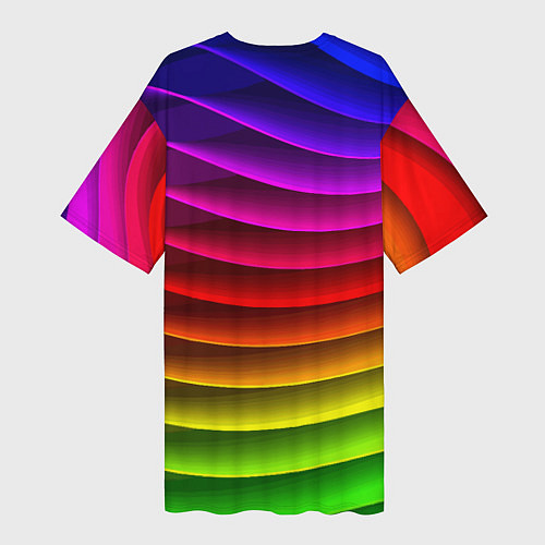 Женская длинная футболка Color line neon pattern Abstraction Summer 2023 / 3D-принт – фото 2