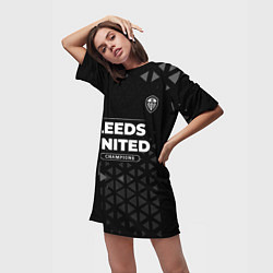 Футболка женская длинная Leeds United Форма Champions, цвет: 3D-принт — фото 2