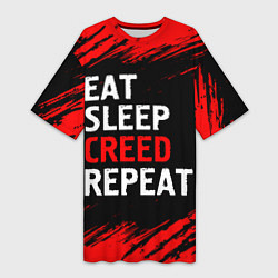 Женская длинная футболка Eat Sleep Creed Repeat - Краски