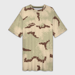 Футболка женская длинная Камуфляж American 3Color Desert PE, цвет: 3D-принт
