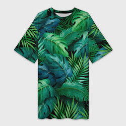 Женская длинная футболка Green plants pattern