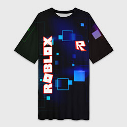 Женская длинная футболка ROBLOX неоновые кубики