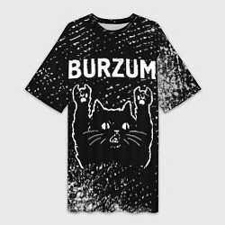 Футболка женская длинная Burzum Rock Cat, цвет: 3D-принт