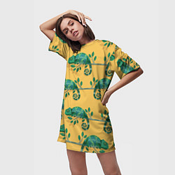 Футболка женская длинная Хамелеон принт, цвет: 3D-принт — фото 2