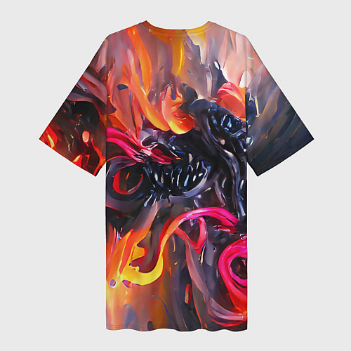 Женская длинная футболка Уроборос в огне / 3D-принт – фото 2